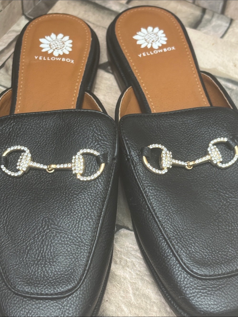 Yellow Box Jolene black loafer mules - Picture 6 of 11